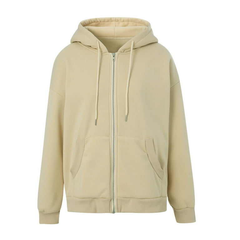 Cream oversized online zip up hoodie