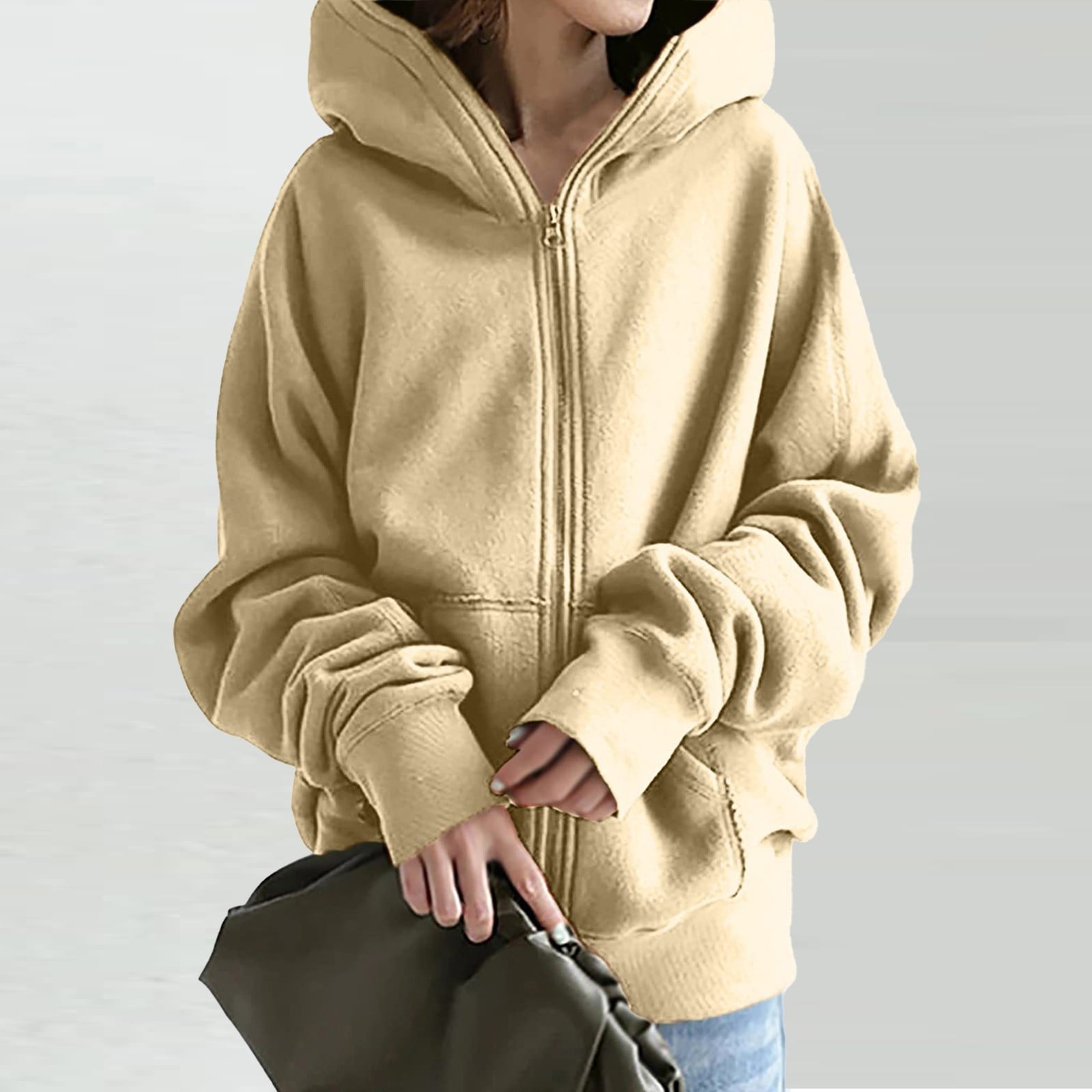 Women's Oversized Zip Up Hoodies Sweatshirts Y2K Clothes Tops Sweaters  Casual Sweatshirts Comfy Fall Fashion Outfits at  Women's Clothing  store