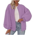 thumbnail image 1 of Womens Oversized Zip Up Sweatshirt Jackets Casual Long Sleeve Fleece Bomber Jacket Outerwear Fall Winter Fashion Outfits, 1 of 5