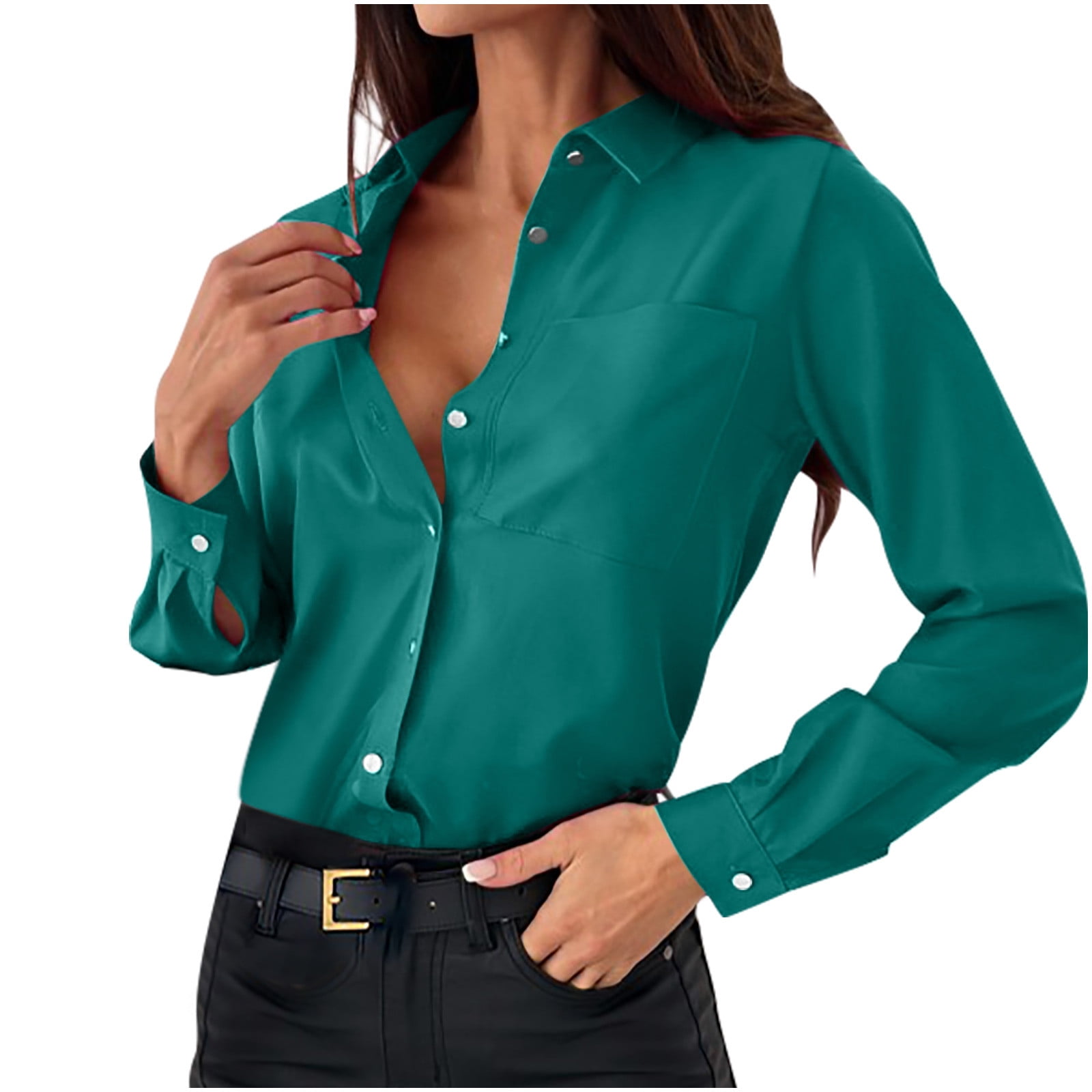 Womens Oxford Shirts Button Down Shirts Cotton Dress Shirts Long Sleeve ...