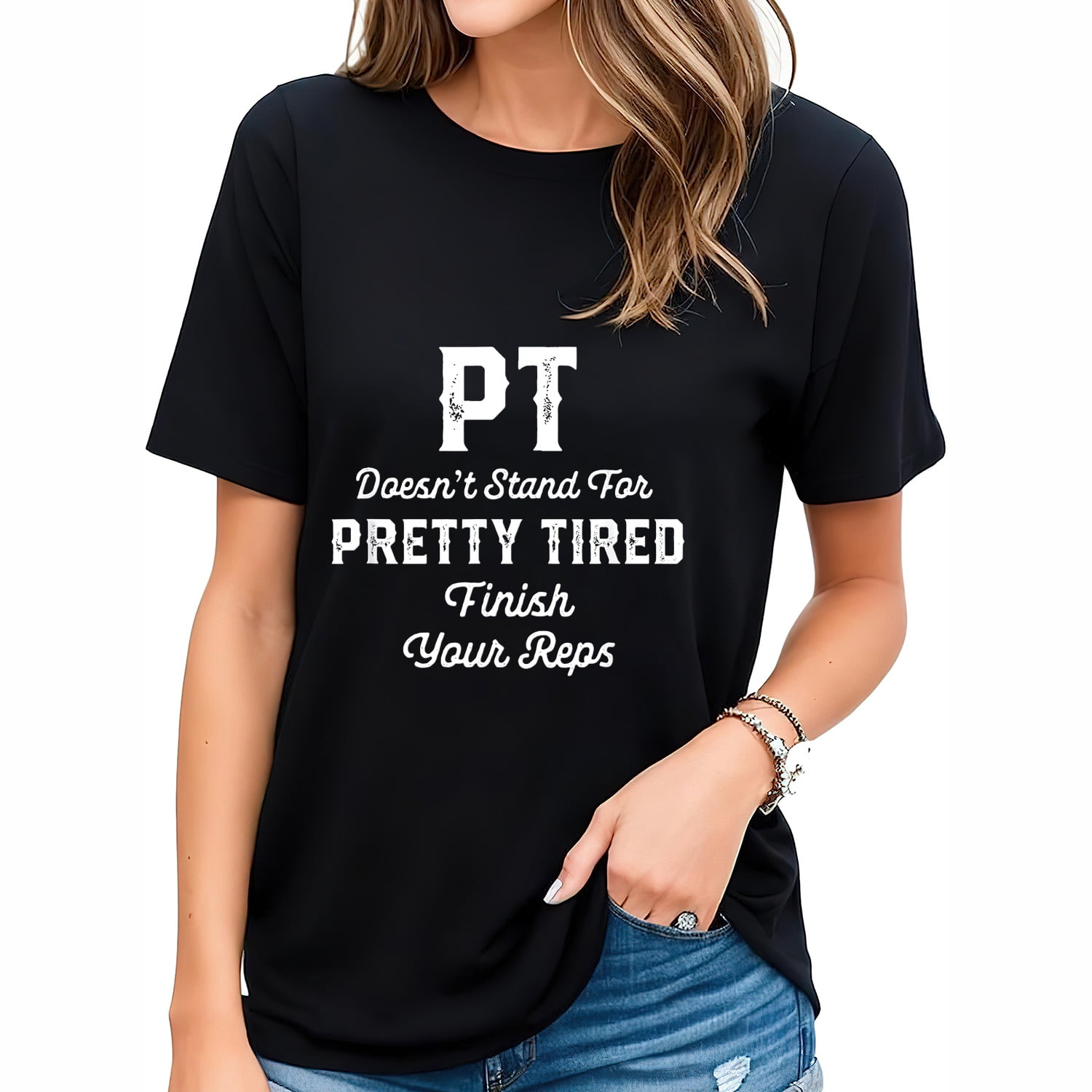 Womens PT Doesn't Stand For Pretty Tired Funny Physical Therapy T