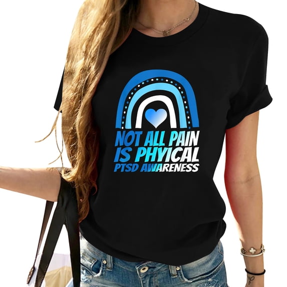 Womens PTSD Shirt Post Traumatic Stress Disorder Awareness Veteran T-Shirt Black 2X-Large