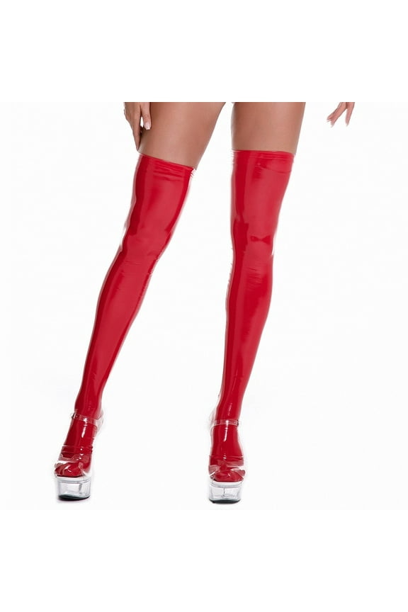 Womens PVC Leather Legging Stockings Wet look Clubwear Thigh High Sock Costumes