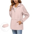 thumbnail image 1 of Womens Packable Hooded Rain Jackets Waterproof Lightweight Zip Rain Coats Travel Windbreakers with Pockets Pink XL, 1 of 8