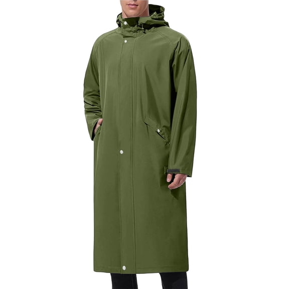 Womens Packable Long Raincoat Waterproof Hooded Trench Coat Windbreaker Full Length Outdoor Rain Jacket