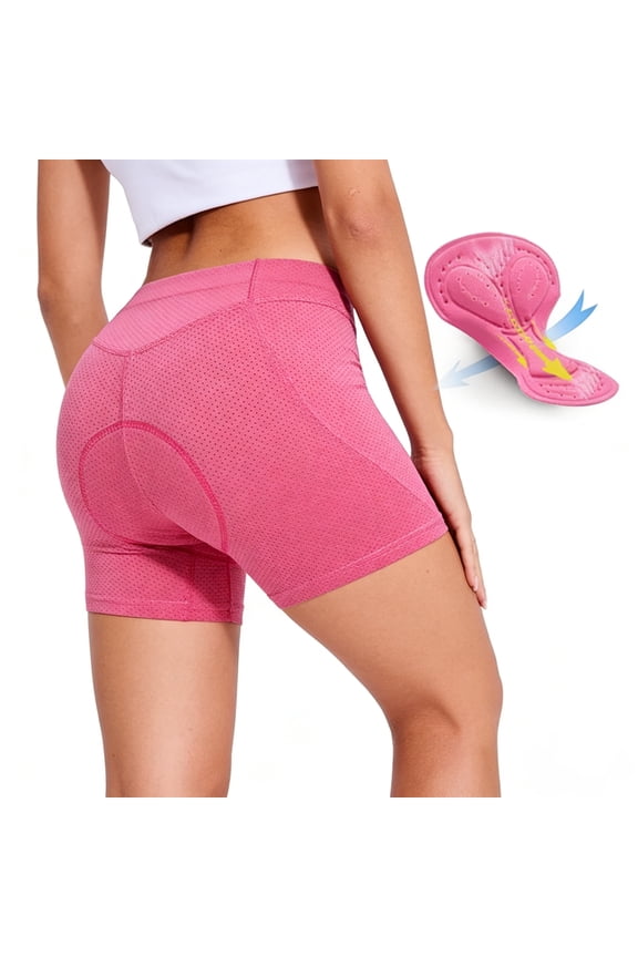 Womens Cycling Shorts Padded Bicycle Underwear for Woman Bike Pants Pink L