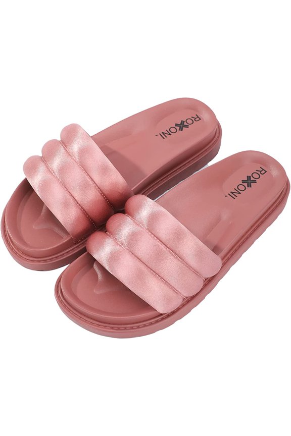 Womens Padded Strap Slide Sandals; Stylish Open Toe Sandals in 4 Fashionable Colors