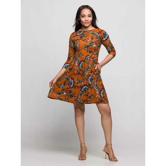 Womens Paisley Print Flare Dress