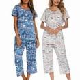 thumbnail image 1 of Womens Pajama Cotton Pajama Sets Soft Capri Sleepwear Sets, 1 of 1