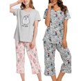 thumbnail image 1 of Womens Pajama Cotton Pajama Sets Soft Capri Sleepwear Sets, 1 of 1