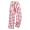 thumbnail image 1 of Womens Pajama Pants Casual Plaid Wide Leg Lounge Pants For Women Soft Thin Spring Summer Pants Pink L, 1 of 8