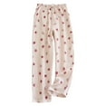 thumbnail image 1 of Womens Pajama Pants Comfy Pj Bottoms Soft Floral Printed Palazzo Lounge Pant with Pockets Pink L, 1 of 5