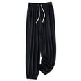 thumbnail image 1 of Womens Pajama Pants Fashion Solid Color Drawstring Plaid Strappy Hem Sleep Pants, 1 of 6