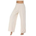 thumbnail image 1 of Womens Pajama Pants Fashion Solid Color Wide Leg High Waist Sleep Pants, 1 of 4