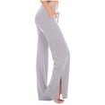 thumbnail image 1 of Womens Pajama Pants Lightweight Comfy Lounge Sleepwear Stretch Drawstring Side Split Yoga Gym Pants with Pockets, 1 of 6
