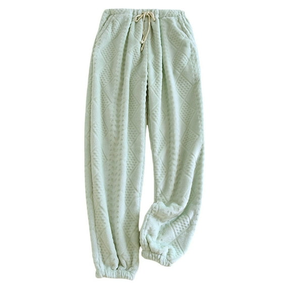 Womens Pajama Pants Pj Pants Winter Warm Flannel Casual Adjustable Trousers Home Fashion Casual Pajama Bottoms Sleep Pants Green L