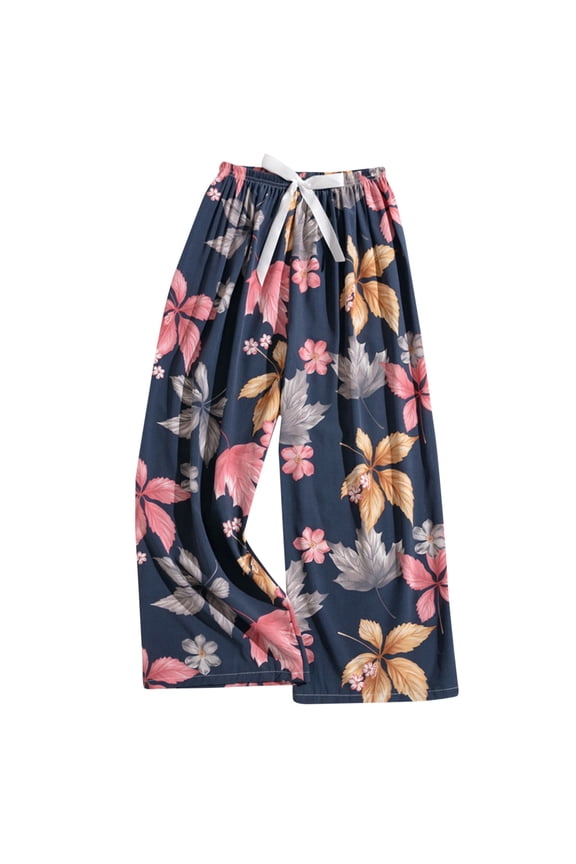Womens Pajama Pants Soft Cotton Lounge Pants Sleep Pants Loose Fit Elastic Waist Comfy Sleepwear Blue,Size Free Size