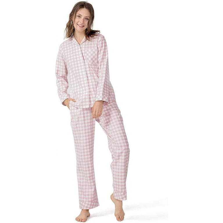 Women's 100% Cotton Pajamas, Long Sleeve Woven Pj Set Sleepwear