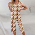 thumbnail image 1 of Womens Pajama Set 2026 Lounge Vintage Floral Printed Plus Size Short Sleeve and Capri Trousers Sets with Pockets, 1 of 7