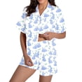 thumbnail image 1 of Womens Pajama Set Casual Easter Short Sleeve Button Shirt Shorts Fall Outfits Clothes,Sky Blue,L, 1 of 5
