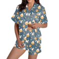 thumbnail image 1 of Womens Pajama Set Casual Easter Short Sleeve Button Shirt Shorts Women Pjs,A2-Dark Blue,S, 1 of 7