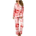 thumbnail image 1 of Womens Pajama Set Casual Valentines Day Print V Neck Long Sleeve Set Womens Sleepwear,Red,XL, 1 of 7