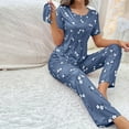 thumbnail image 1 of Womens Pajama Set Fashion Women Round Neck Printing Long Sleeved Top Elastic Waist Bandage Long Pants Eye Patch Pajama Set Pajama Set Women lounge Sets for Women, 1 of 4