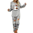 thumbnail image 1 of Womens Pajama Set Halloween Two Piece Pumpkin Ghost Print Raglan Stripe Jogger Pants Sets Sleepwear for Women, 1 of 7