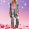 thumbnail image 1 of Womens Pajama Set Summer Hearts Print Breathable Pajama Sets with Pants Casual Crew Neck Long Sleeve Sleepwear Womens Summer Pajamas, 1 of 6