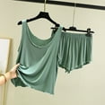 thumbnail image 1 of Womens Pajama Set Summer Solid Color Comfortable Pajamas Set Casual Crew Neck Sleeveless Sleepwear with Shorts Summer Pjs for Women, 1 of 4