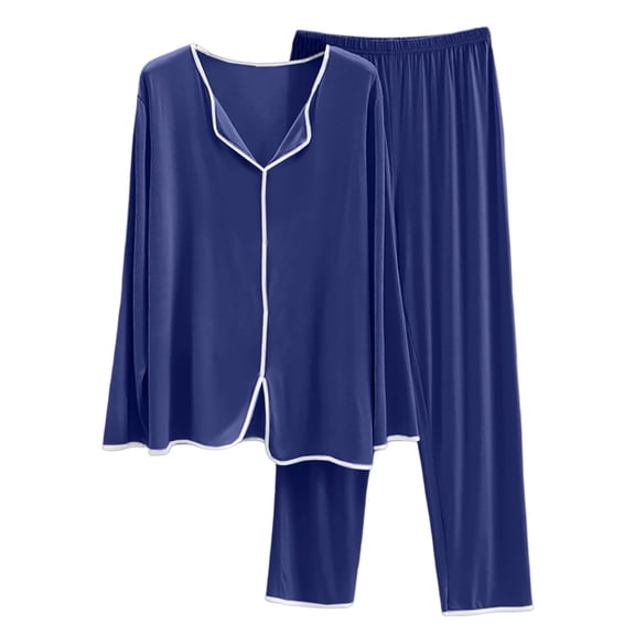 Womens Pajama Set Women's Soft Pajamas Long Sleeve Sleepwear Comfy Crew Neck Loungewear Women Lounge Sets 2 Piece Outfits Fall Sets for Women L