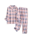 thumbnail image 1 of Womens Pajama Sets 2 Piece Cotton Plaid Pjs Long Sleeve Sleepwear Christmas Button Down Lounge Set, 1 of 9