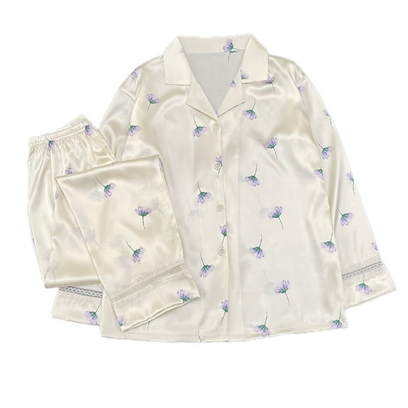 Womens Pajama Sets 2Pc Women'S Fashion Casual Long Sleeve Blouse Fashion Pants Pajamas Suit Womens Loungewear Set