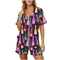 thumbnail image 1 of Womens Pajama Sets Button Up Summer Pjs 2 Piece Short Sleeve Sleepwear Lounge Set S-XXL, 1 of 5