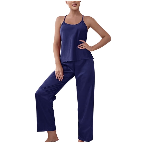 Womens Pajama Sets Camisole Open Back Top With Long Pants Sleepwear Set For A Modern Stylish Lounge Look Womens Pajama Sets