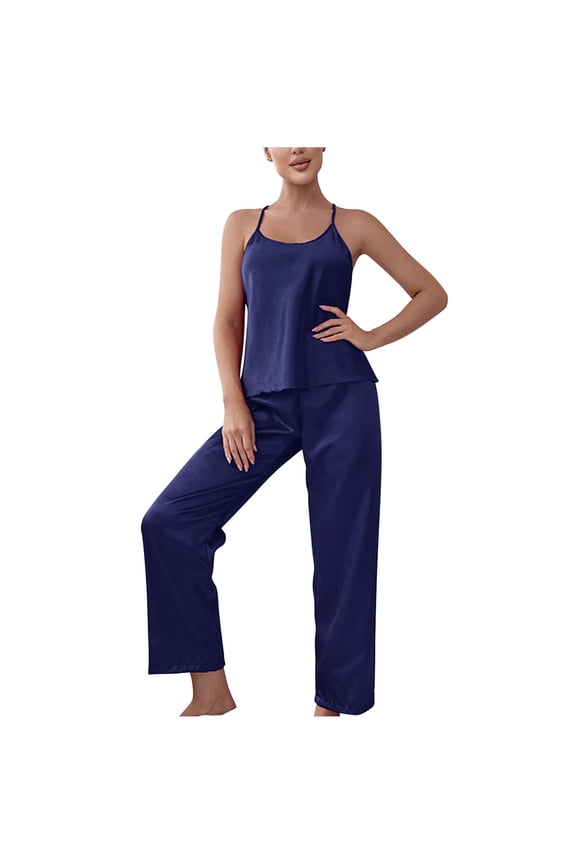 Womens Pajama Sets Camisole Open Back Top With Long Pants Sleepwear Set For A Modern Stylish Lounge Look Womens Pajama Sets