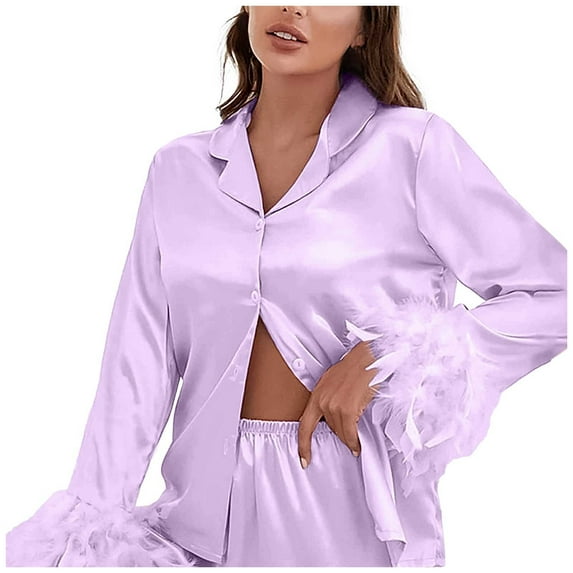 Womens Pajama Sets – Casual Lounge Sets for Women Two Piece Fit for Travel, Spring or Spa Relaxation Women Long Tops Long Set 2 Sleeve Piece Sleepwear Pants Women Suits Sets