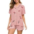 thumbnail image 1 of Womens Pajama Sets, Comdrip Pajamas Women's Summer Short Sleeved Lapel Shirt Set Shorts Plus Size Home Clothes Pj Sets for Woman Pink M, 1 of 8