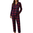 thumbnail image 1 of Womens Pajama Sets Cozy Pajama Long Sleeve Cardigan Plaid Fall Winter Home Sleepwear Loungewear Nightwear Nightclothes Homewear, 1 of 4