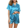 thumbnail image 1 of Womens Pajama Sets – Cozy Two Piece Lounge Sets for Postpartum, Recovery, or Evening Sleepwear Silk Pajamas Womens Short Sleeve Sleepwear Soft Satin Button Down Loungewear 2 Piece Shorts Set, 1 of 7