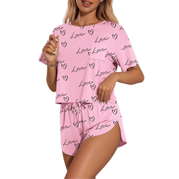 Womens Pajama Sets Cute Comfy Side Split Short 2 Piece Sexy Pajama Set Summer Pajamas for women Set Pink 2XL