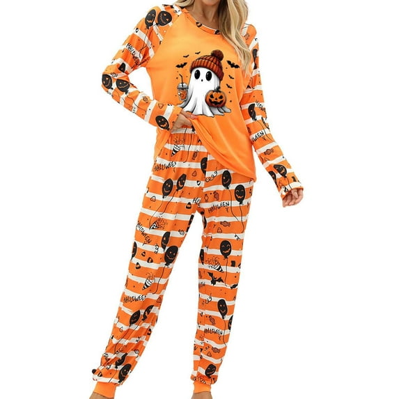 Womens Pajama Sets Halloween Cozy 2 Piece Outfit Soft Comfortable Sleepwear Loungewear Nightwear Nightclothes Homewear