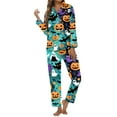 thumbnail image 1 of Womens Pajama Sets Halloween Print Button Down Collar Long Sleeve Set Comfortable Soft Sleepwear Loungewear Nightwear Nightclothes Homewear, 1 of 5