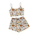 thumbnail image 1 of Womens Pajama Sets Halloween Skeleton Print Lettuce Trim Short Sleeve 2pc Outfit Halloween Pajamas for Women Set White L, 1 of 2
