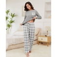 thumbnail image 1 of Womens Pajama Sets Long Sleeve and Plaid Pants Round Neck Soft Sleepwear for Women 2 Piece Womens Loungewear Sets with Pockets, Sizes S to XXL, 1 of 13