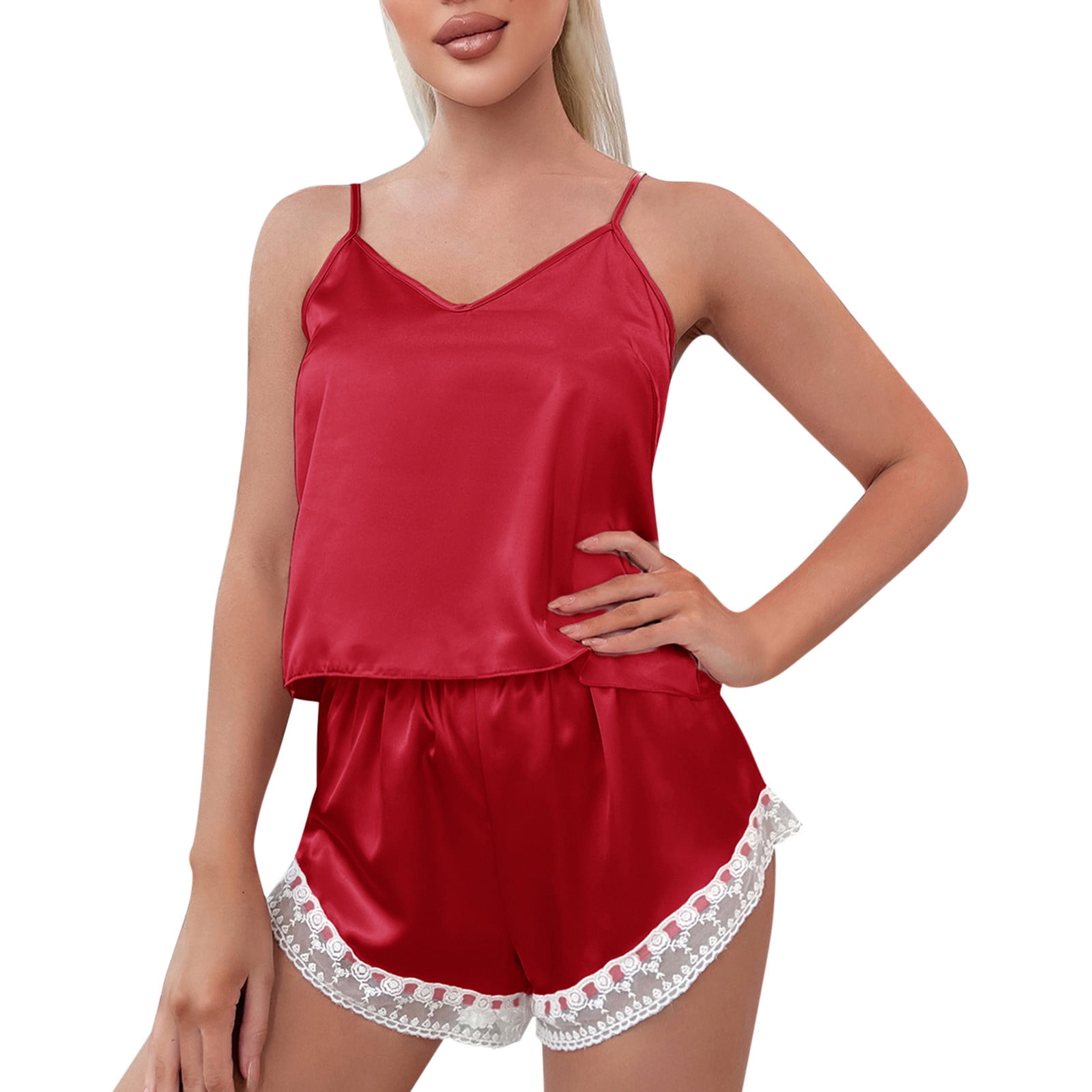 Womens Pajama Sets Nightgown Lingerie Satin Lingerie Sexy Nightie Slips Sleep Sets Sexy Slips