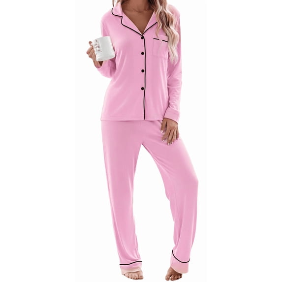MLDRA Pajama for Women Sets PJs Button Up Long Sleeve with Lounge Pants Lightweight Soft Cute Women Pajama 2 Piece Set,2026 Fall