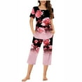 thumbnail image 1 of Womens Pajama Sets Plus Size,Women's Short Sleeve Sleepshirt And Pants Sets Loungewear Pajamas With Pockets on Clearance, 1 of 6