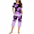 thumbnail image 1 of Womens Pajama Sets Plus Size,Women's Short Sleeve Sleepshirt And Pants Sets Loungewear Pajamas With Pockets on Clearance, 1 of 6