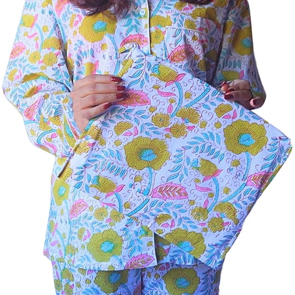 Womens Pajama Sets - Premium Pajamas for Women Set, Soft & Comfortable Two Piece Sets for Women Sleepwear, Stylish Pijamas de Mujer, Perfect PJ Sets (White and Yellow -XXL)